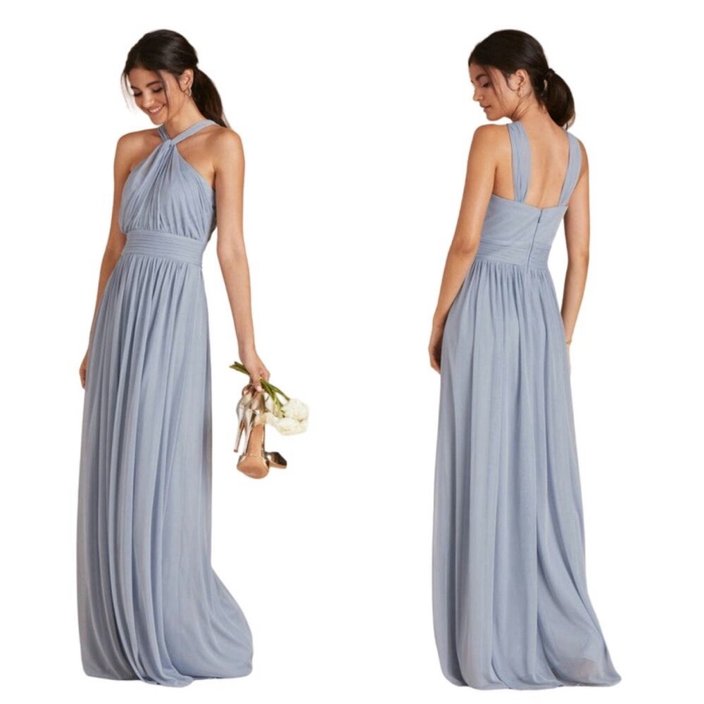 NWT Birdy Grey Kiko Formal Bridesmaid Dress in Mesh Dusty Blue Size small
